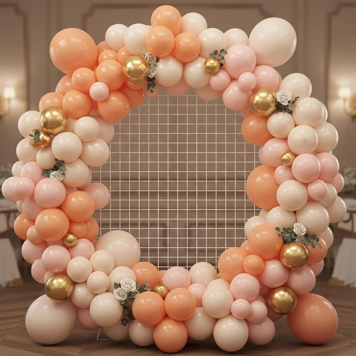 Peach Balloon Arch Kit Different Sizes Pastel Orange Balloons 129pcs
