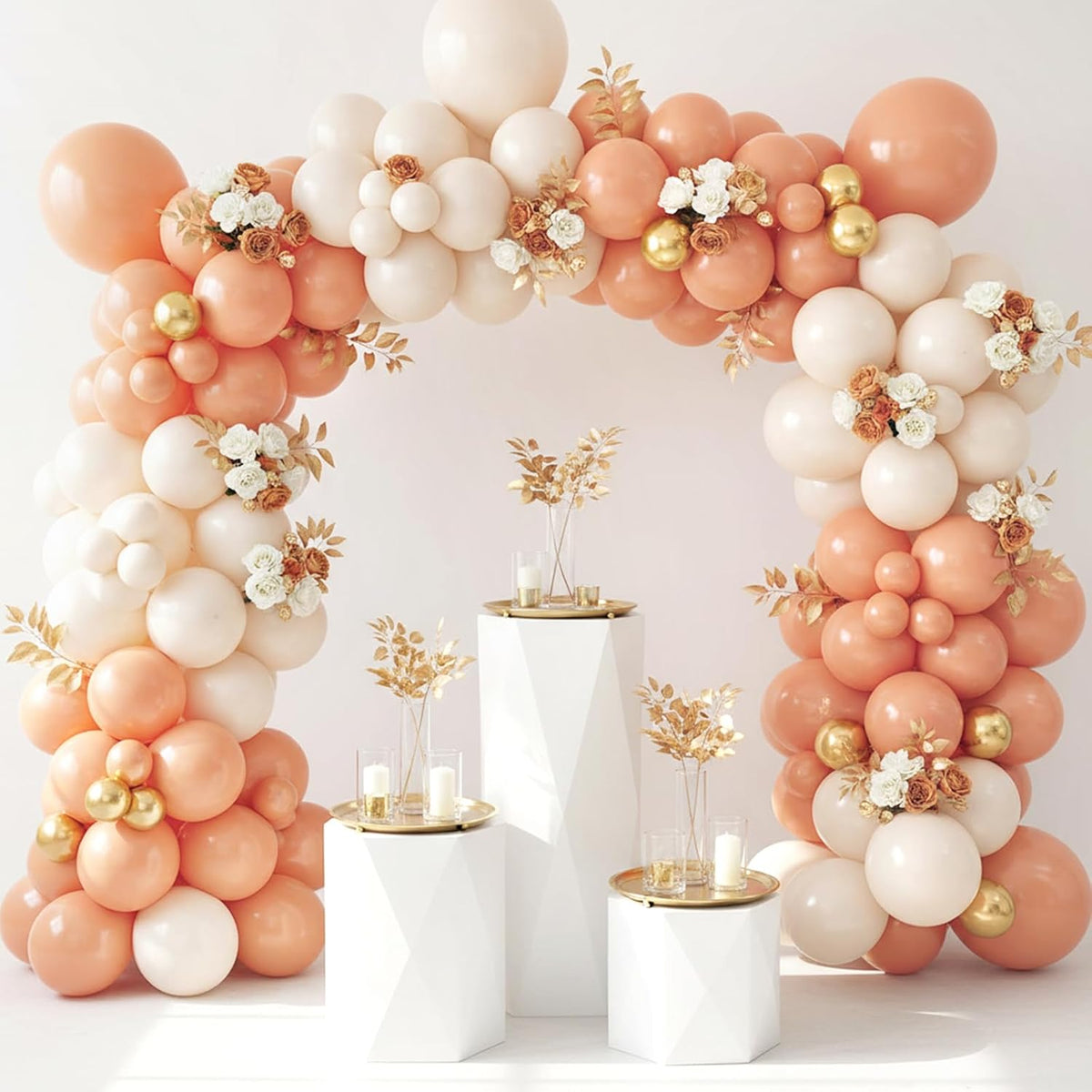 Peach Balloon Arch Kit Different Sizes Pastel Orange Balloons 129pcs