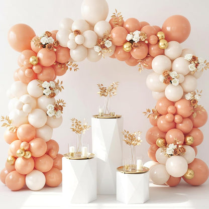 Peach Balloon Arch Kit Different Sizes Pastel Orange Balloons 129pcs