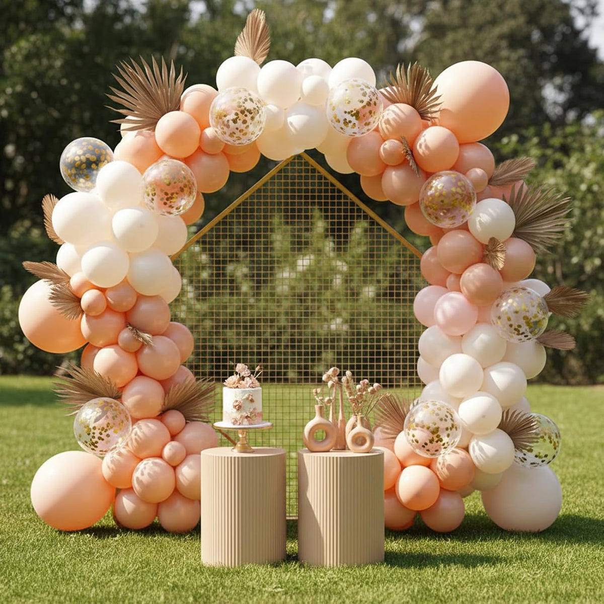 Peach Balloon Arch Kit Different Sizes Pastel Orange Balloons 129pcs