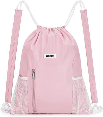 Drawstring Backpack, Gym String Bag with Shoulder Pad