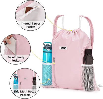 Drawstring Backpack, Gym String Bag with Shoulder Pad