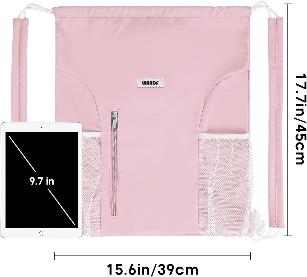 Drawstring Backpack, Gym String Bag with Shoulder Pad