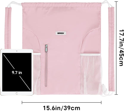 Drawstring Backpack, Gym String Bag with Shoulder Pad