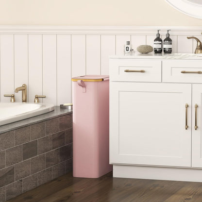65L Slim Laundry Hamper with Lid and Removable Bag, Pink