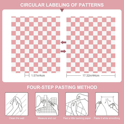CAX Pink and White Contact Paper Mosaic Checkered Peel and Stick Wallpaper