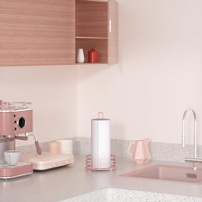 Buruis Metal Paper Towel Holder for Kitchen Countertop, Pastel Pink
