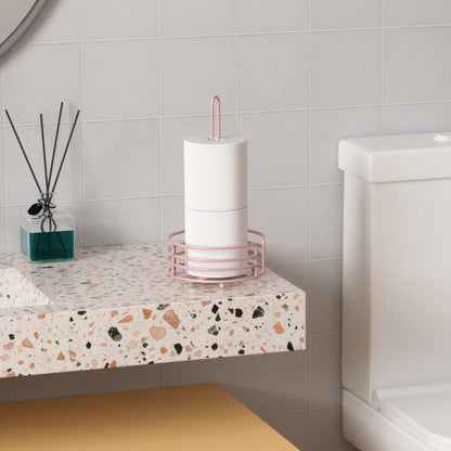 Buruis Metal Paper Towel Holder for Kitchen Countertop, Pastel Pink