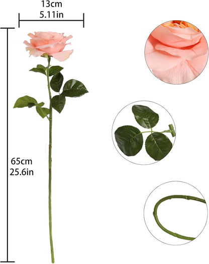 2Pcs Fake Austin Rose Peonies Flowers Real Touch Peach Roses with Stems 25.60'' Latex Peony Artificial Flowers for Home Decor Flower Arrangement Wedding Centerpieces Valentine's Day (Peach)