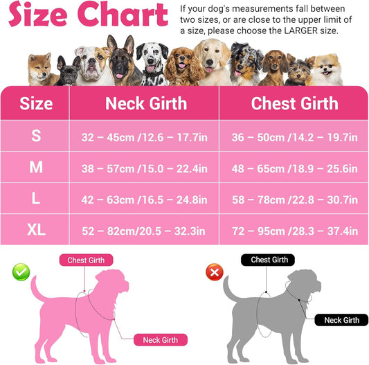 Funfox Dog Harness No Pull, Adjustable Pet Vest Harness, Super Soft Material with Vertical Handle Easy Control, Reflective Night Walking, 2 Leash Clips for Large Dogs, Pink, L