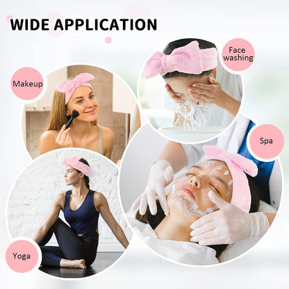 6 Pack Pink Spa Headband for Washing Face, Skincare Headbands Microfiber Pink Party Favors Sleepover (Type 14)