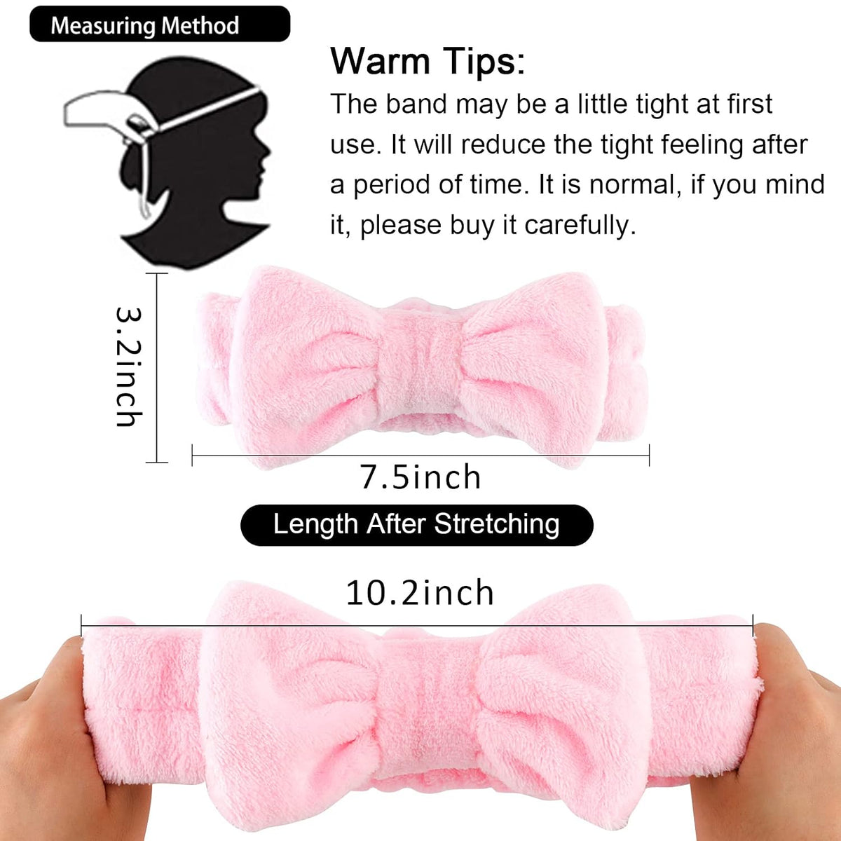 6 Pack Pink Spa Headband for Washing Face, Skincare Headbands Microfiber Pink Party Favors Sleepover (Type 14)