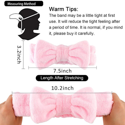 6 Pack Pink Spa Headband for Washing Face, Skincare Headbands Microfiber Pink Party Favors Sleepover (Type 14)