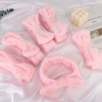 6 Pack Pink Spa Headband for Washing Face, Skincare Headbands Microfiber Pink Party Favors Sleepover (Type 14)