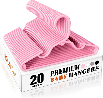 Pink Baby Hangers 20 Pack, Sturdy 11.5" Kids Hangers for Closet