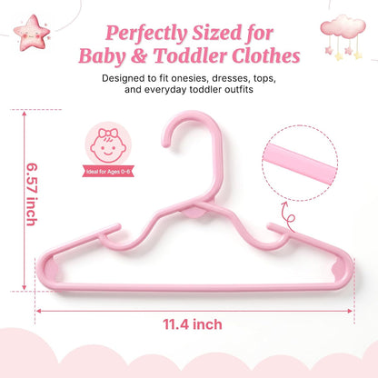 Pink Baby Hangers 20 Pack, Sturdy 11.5" Kids Hangers for Closet
