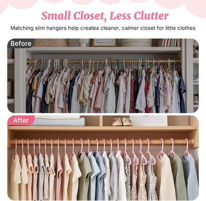 Pink Baby Hangers 20 Pack, Sturdy 11.5" Kids Hangers for Closet