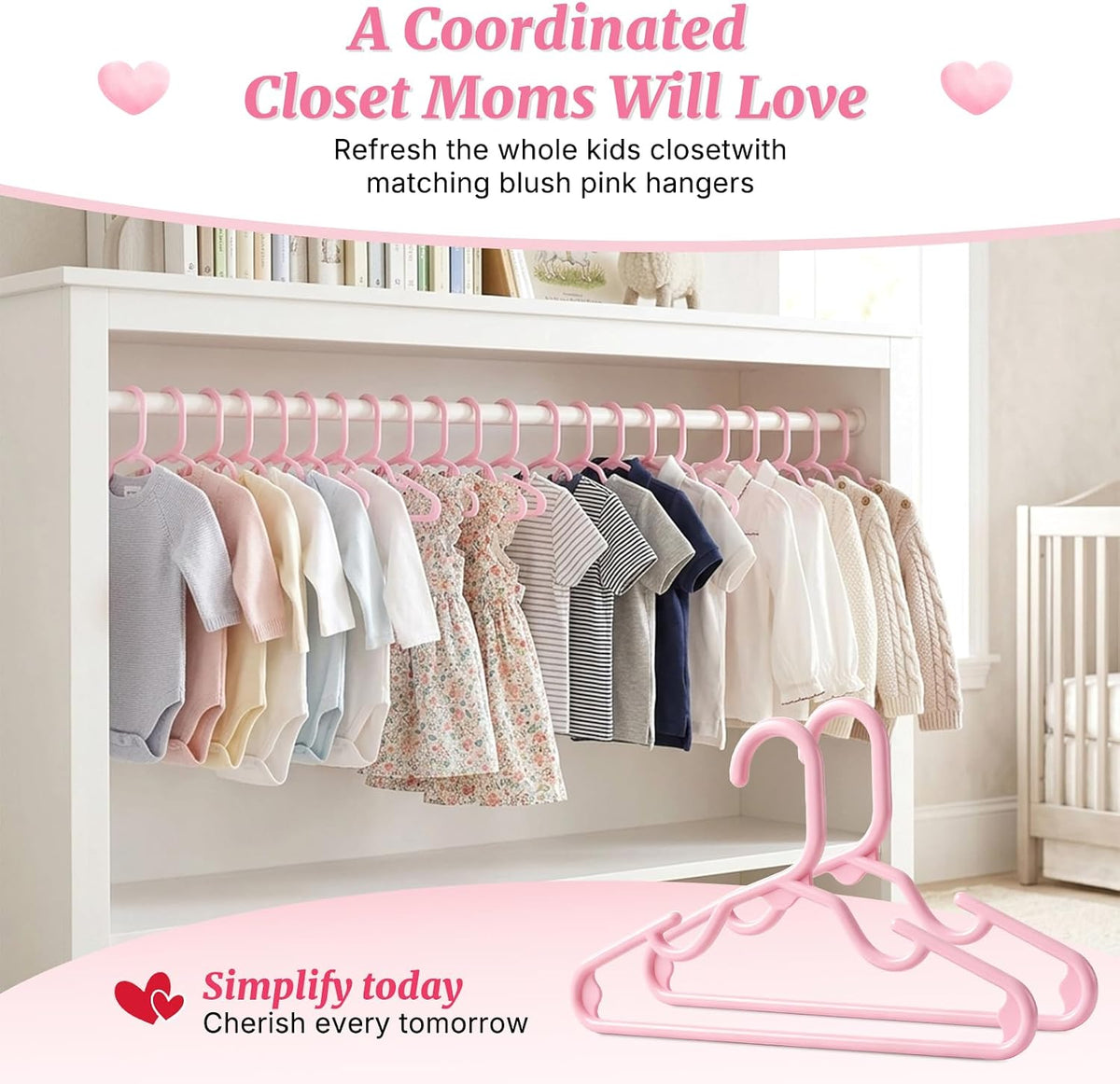 Pink Baby Hangers 20 Pack, Sturdy 11.5" Kids Hangers for Closet