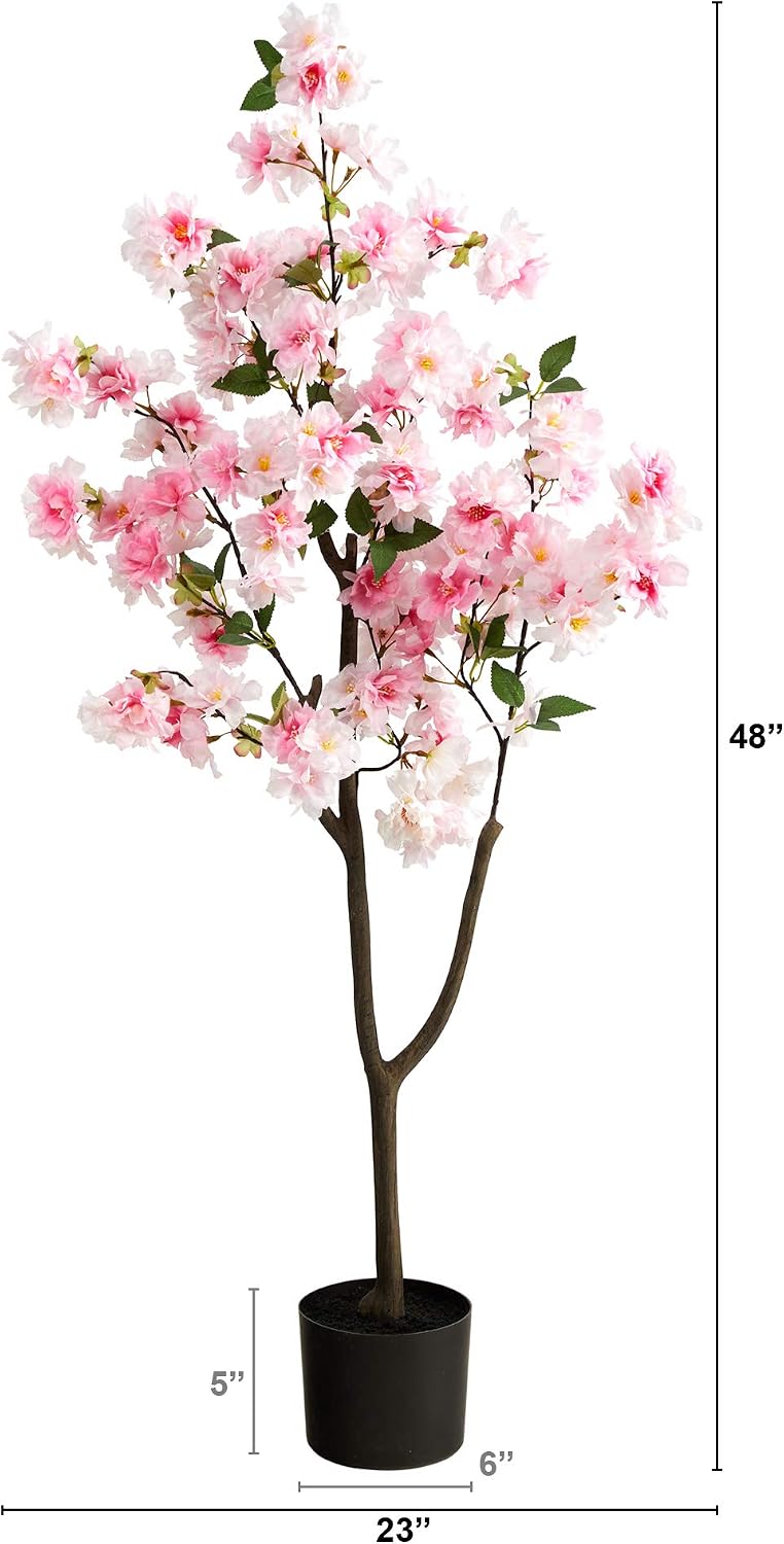 4 ft Artificial Cherry Blossom Tree Pink Flowers Room Decor
