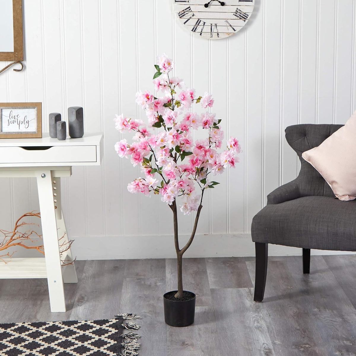 4 ft Artificial Cherry Blossom Tree Pink Flowers Room Decor
