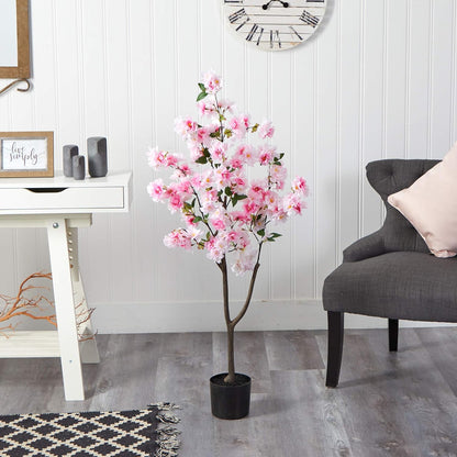 4 ft Artificial Cherry Blossom Tree Pink Flowers Room Decor