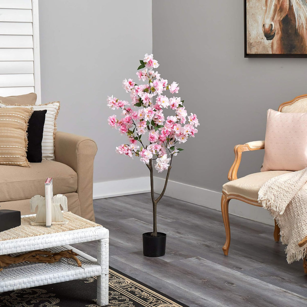4 ft Artificial Cherry Blossom Tree Pink Flowers Room Decor