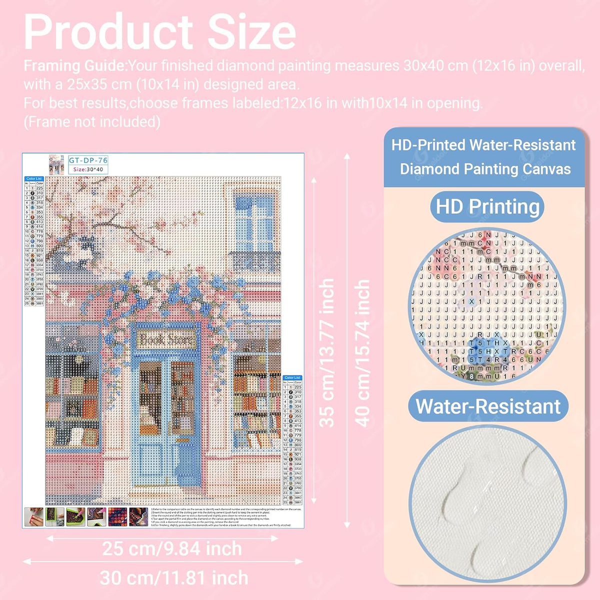 Gamteldot Bookstore Diamond Art Kits for Adults Beginner,Pink Diamond Art