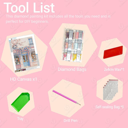Gamteldot Bookstore Diamond Art Kits for Adults Beginner,Pink Diamond Art