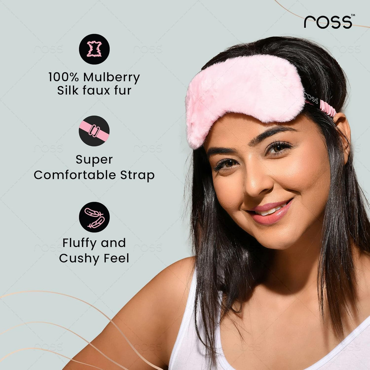 100% Mulberry Silk Faux Fur Sleep Mask Eye Mask, Super Smooth for Blind Fold (Pink - Fur)