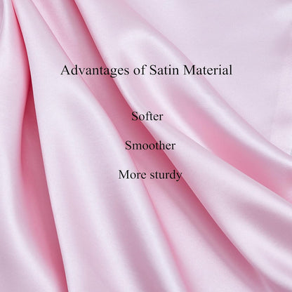 Pink Satin Pillowcase 2 Pack Standard Size with 1 Eye Mask 1 Scrunchie