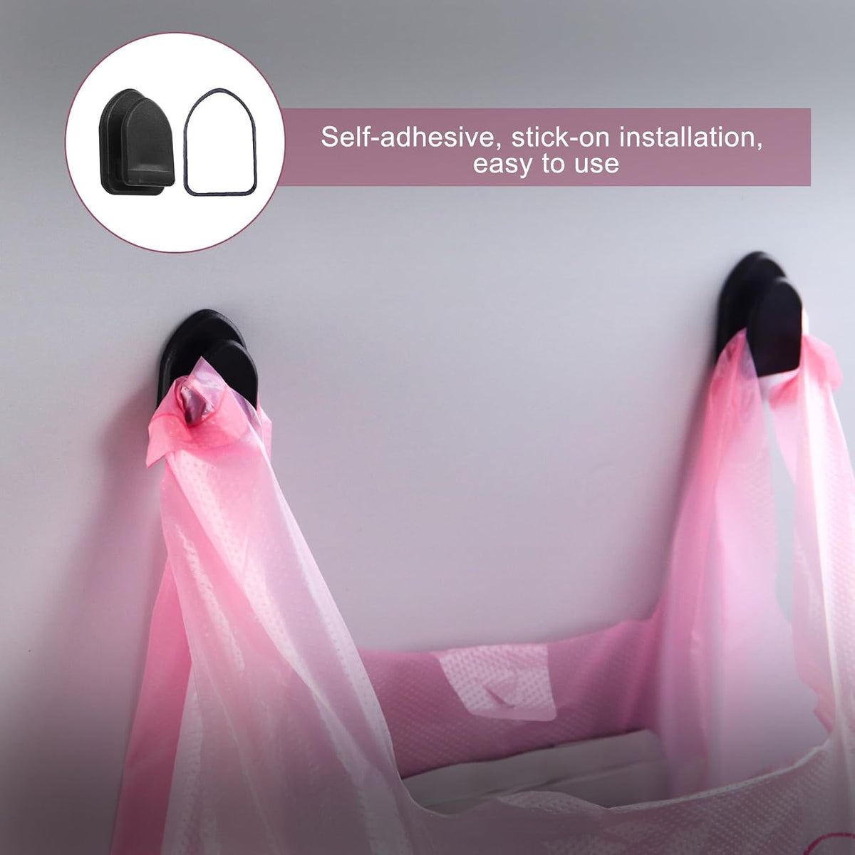 Car Trash Bag Hanging Disposable Car Garbage Bag Pack of 200 Small Auto Trash Bag for Car with 4 Hook for Car Kitchens Bedrooms Offices During Travel and Camping (Pink)