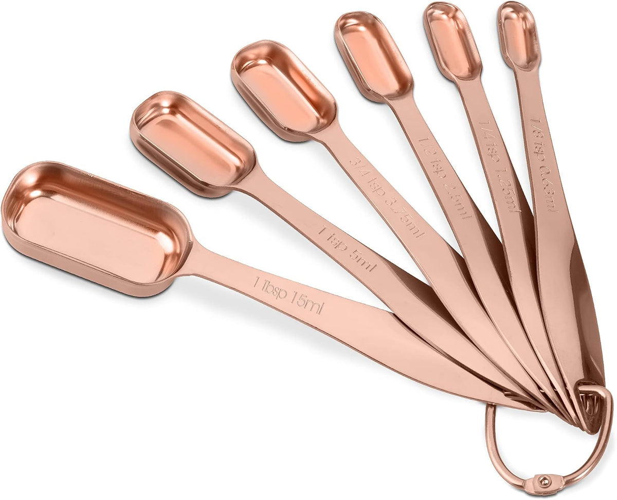 6-Piece 18/8 Stainless Steel Measuring Spoons Set, Rose Gold