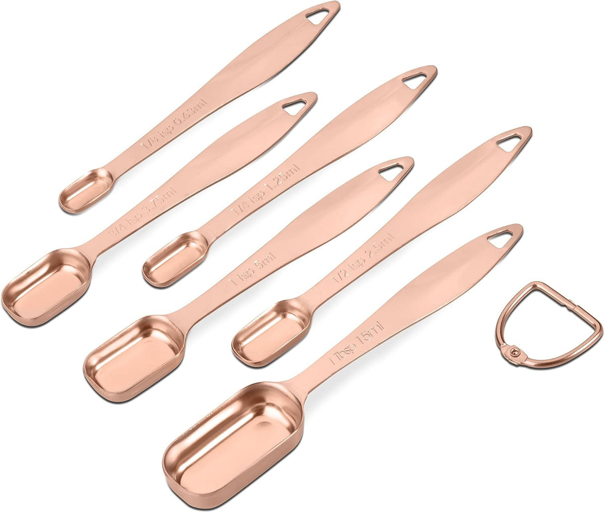 6-Piece 18/8 Stainless Steel Measuring Spoons Set, Rose Gold