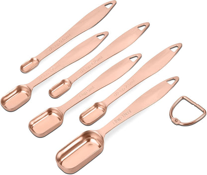 6-Piece 18/8 Stainless Steel Measuring Spoons Set, Rose Gold