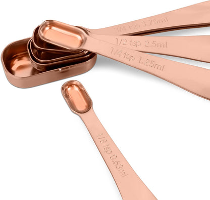 6-Piece 18/8 Stainless Steel Measuring Spoons Set, Rose Gold
