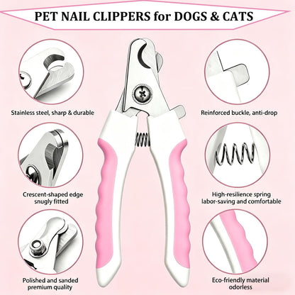 7PCS Dog Grooming Brush Kit for Shedding and Matted Fur, Self-Cleaning Slicker Brush with Undercoat Rake, Flea Comb for Long-Haired Pets, Pink