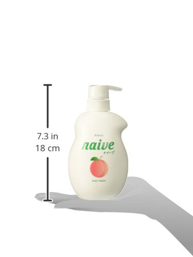 KRACIE Naive Body Pump Soap, Peach, 17.9 Ounce