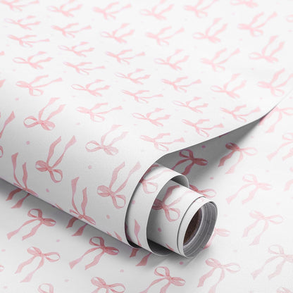 Pink Bow Wallpaper Peel and Stick Contact Paper 11.8 x 78.7