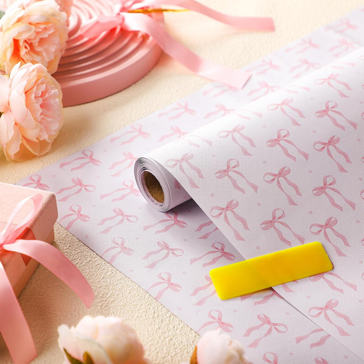 Pink Bow Wallpaper Peel and Stick Contact Paper 11.8 x 78.7