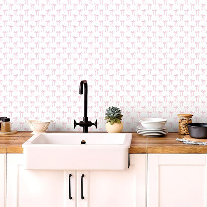 Pink Bow Wallpaper Peel and Stick Contact Paper 11.8 x 78.7