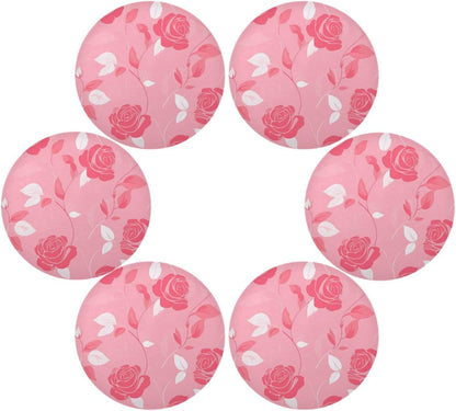 Floral Pattern Rose Peach Round placemats Outdoor Reversible placemats Dinner Plate mat Waterproof placemats Dinner mats Set of 6 15.4x15.4in