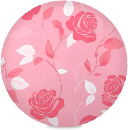 Floral Pattern Rose Peach Round placemats Outdoor Reversible placemats Dinner Plate mat Waterproof placemats Dinner mats Set of 6 15.4x15.4in