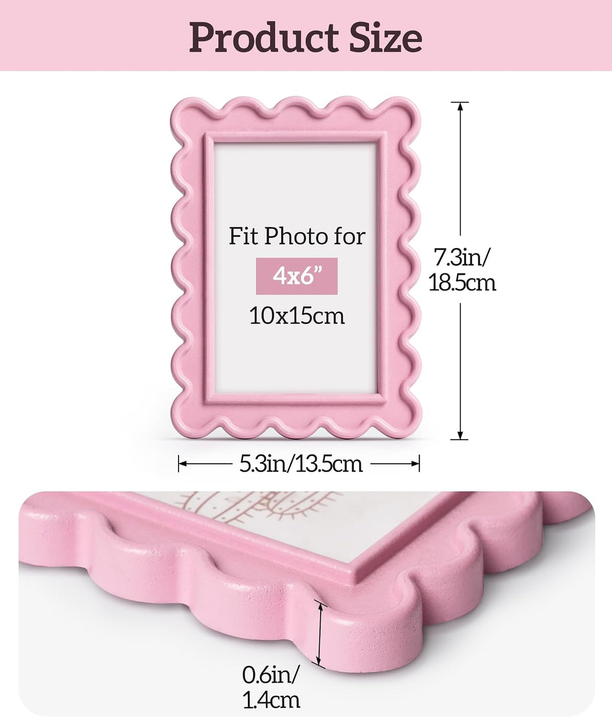 Pink 4x6 Picture Frame Cute Photo Frame