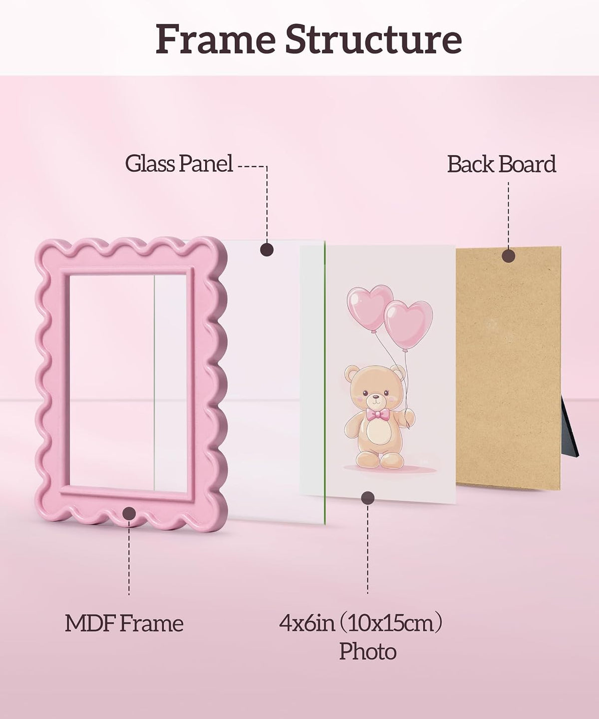 Pink 4x6 Picture Frame Cute Photo Frame