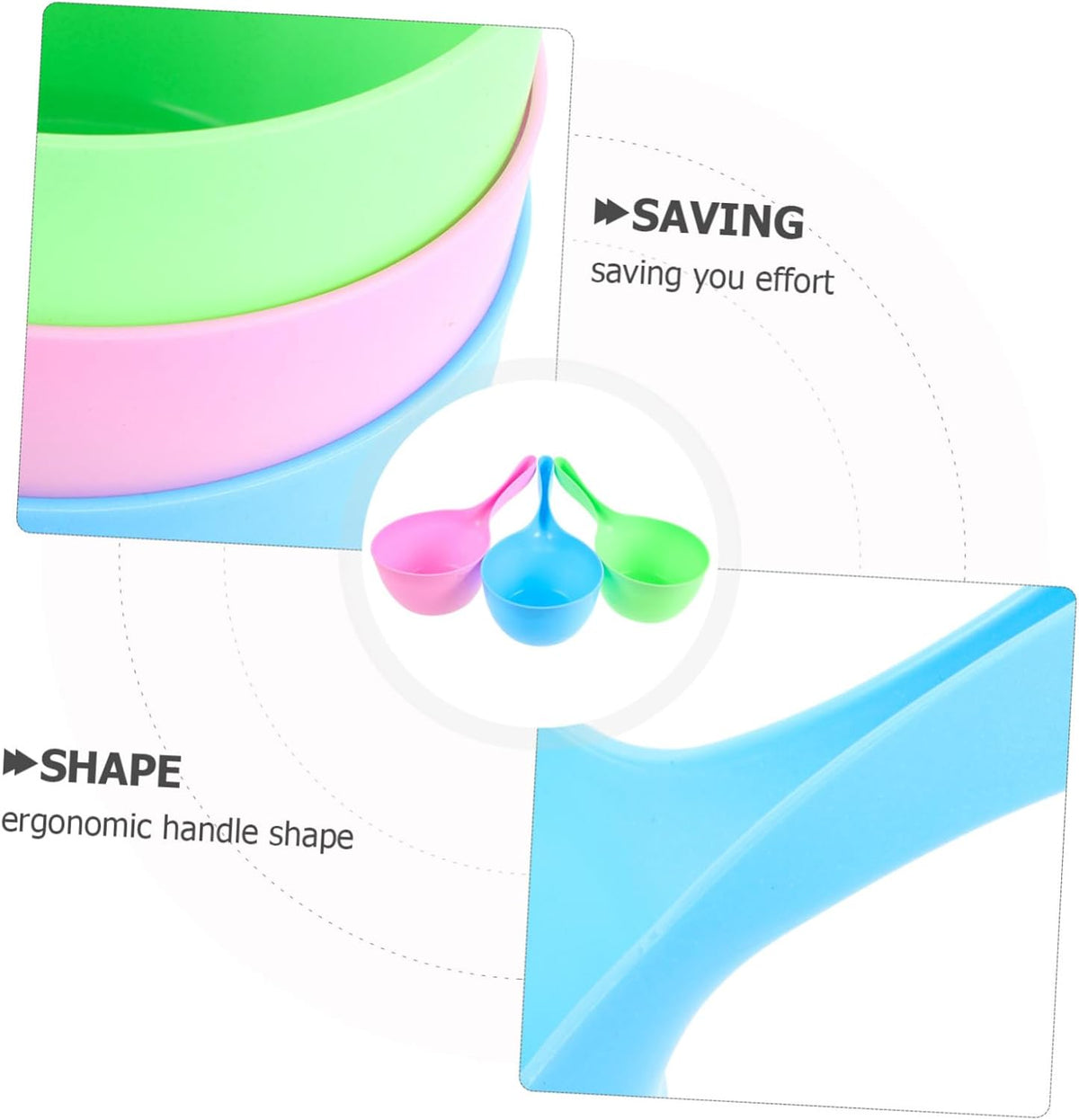 3pcs Thickened Water Ladle Set, Bathroom Hair Washing Scoop, Kitchen Water Scoop for Bathing, Plastic, Blue Green Pink