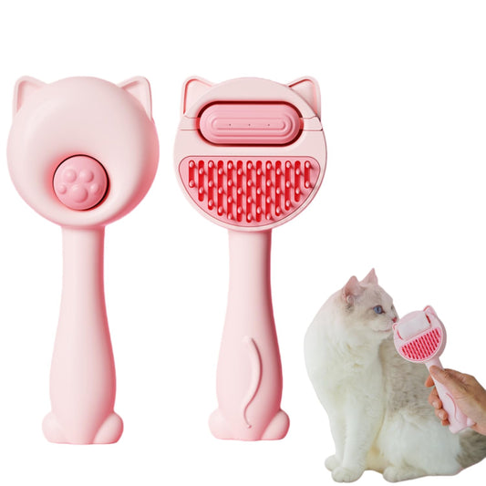 2-IN-1 Dry & Wet Cat Dog Brush for shedding, Pet Grooming Cat Brush with Water Tank Shedding Brush for Short or Long Hair, Massage, Cleaning, Shedding & Combing All In One! (Pink)