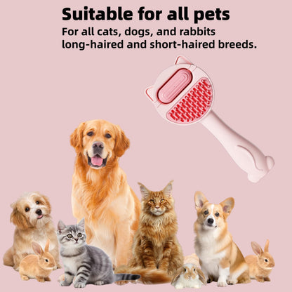 2-IN-1 Dry & Wet Cat Dog Brush for shedding, Pet Grooming Cat Brush with Water Tank Shedding Brush for Short or Long Hair, Massage, Cleaning, Shedding & Combing All In One! (Pink)