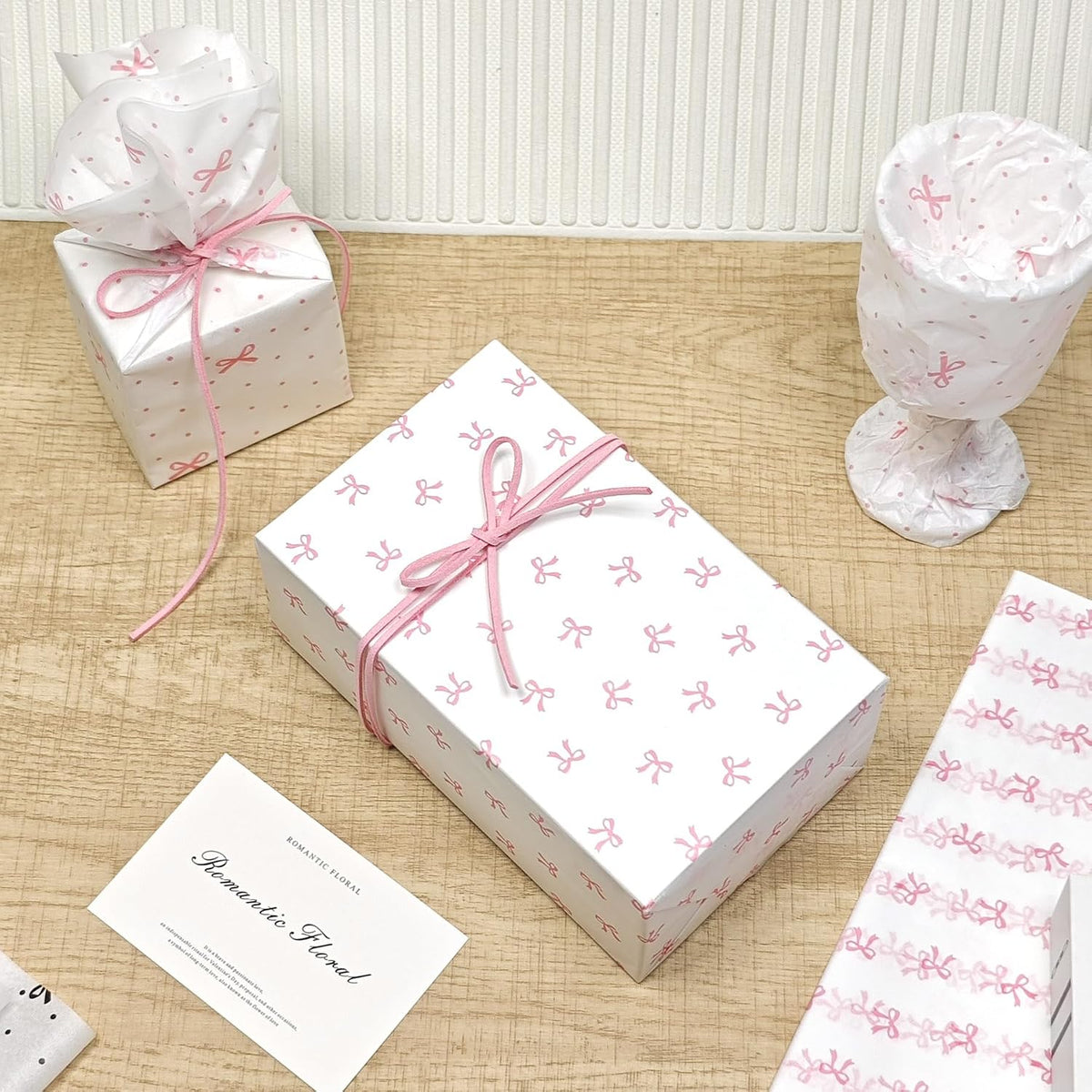 60 Sheets Black & Pink Bow Tissue Paper Bulk Wrapping Tissue Paper for Gift Bags Crafts, Pretty Art Packing Supplies for Birthdays, Weddings, Bridal Shower, Holiday Decor, 20x14in
