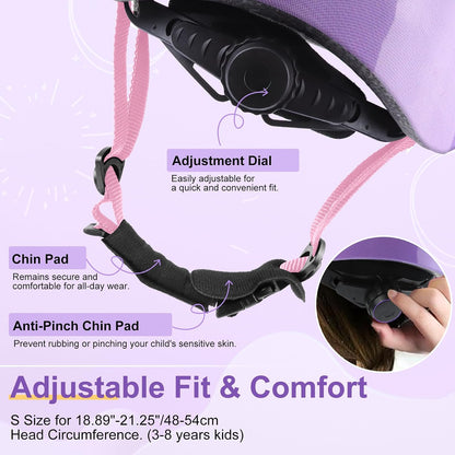Kids Toddlers Bike Helmet Adjustable for Ages 3-5-8 Years, Knee Pads and Elbow Pads Set Wrist Guard Sports Protective Gear Set for Roller Skate Bicycle Skateboard Scooter Girl Boy Birthday Gift