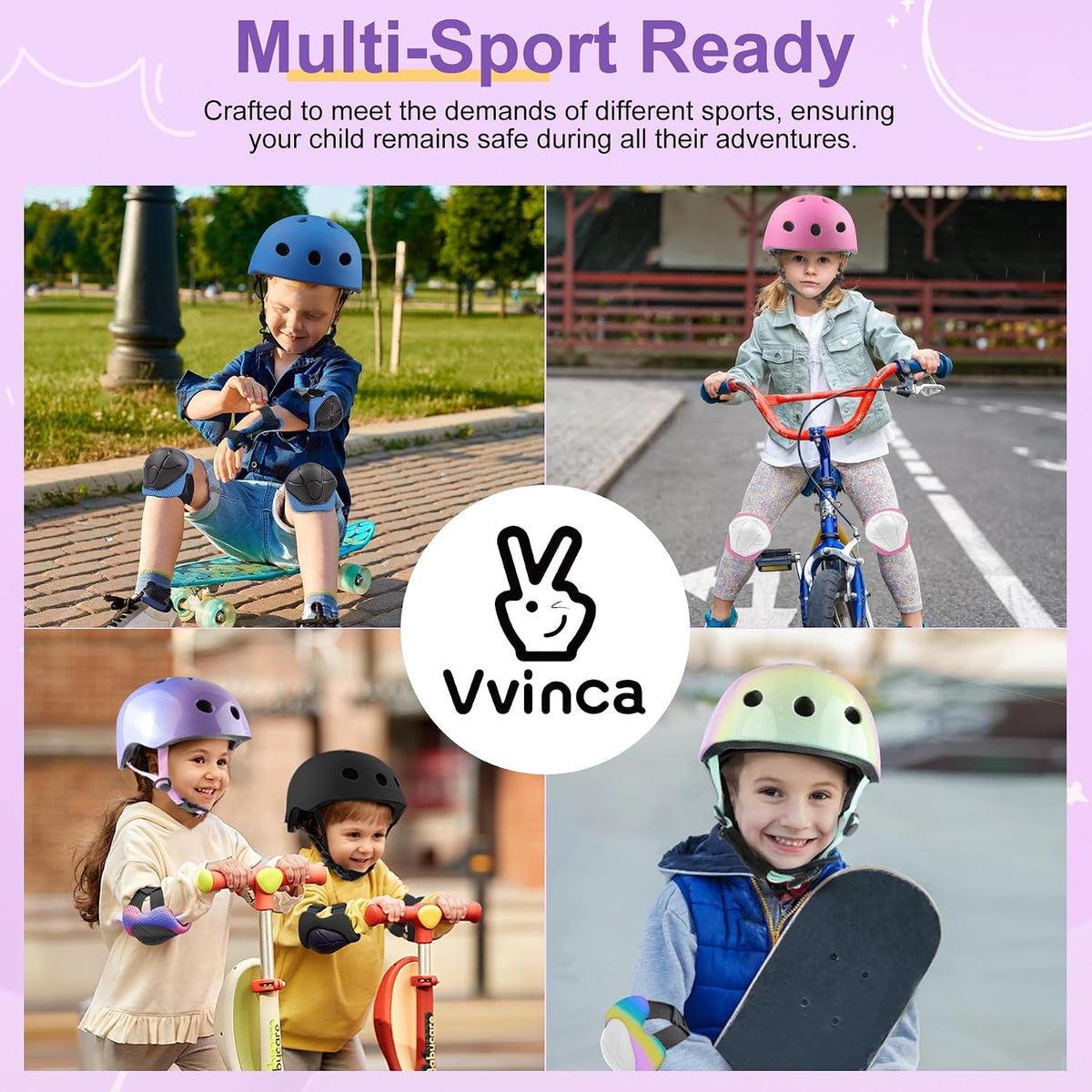 Kids Toddlers Bike Helmet Adjustable for Ages 3-5-8 Years, Knee Pads and Elbow Pads Set Wrist Guard Sports Protective Gear Set for Roller Skate Bicycle Skateboard Scooter Girl Boy Birthday Gift